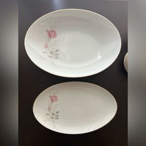 Two Camelot China “American Rose” oval serving bowl & plate